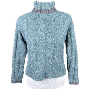Vintage 90s Sixty-Two East Chunky Teal Turtleneck Sweater